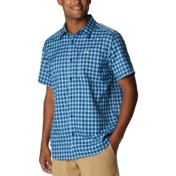 Columbia Silver Ridge Utility Skjorte SS, Herre Collegiate Navy Plaid -Devlid shop 513232 Columbia M silver ridge utility lite shirt 2030715 464